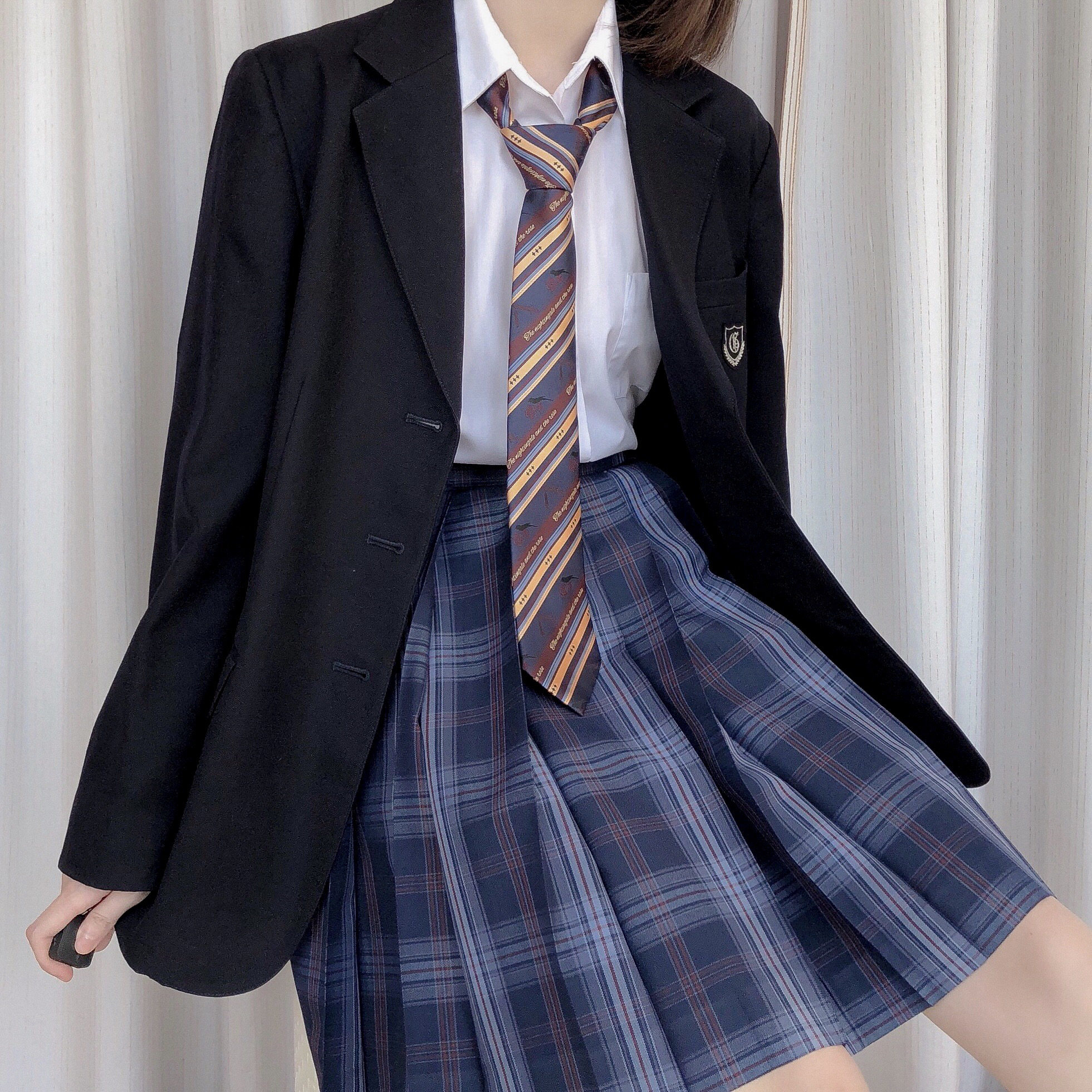 夜莺与玫瑰  少女选修课原创jk格裙深蓝校供感夏季现货tr面料
