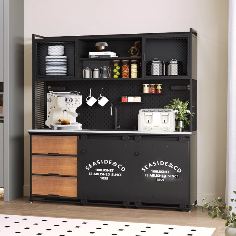 工业风餐边柜多功能复古水槽台盆柜咖啡零食饮料奶茶操作台收纳柜,住宅家具,餐边柜,淘宝优惠券,粉丝福利购,淘宝优惠卷