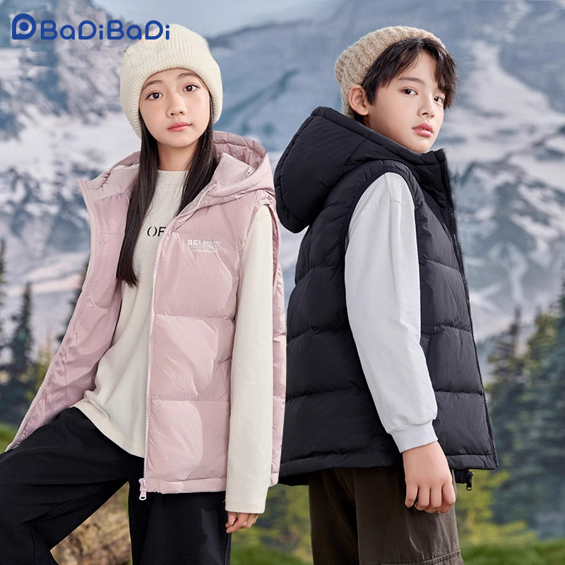 春秋季男童女童连帽马甲儿童羽绒棉背心休闲外穿加厚中大童马夹子