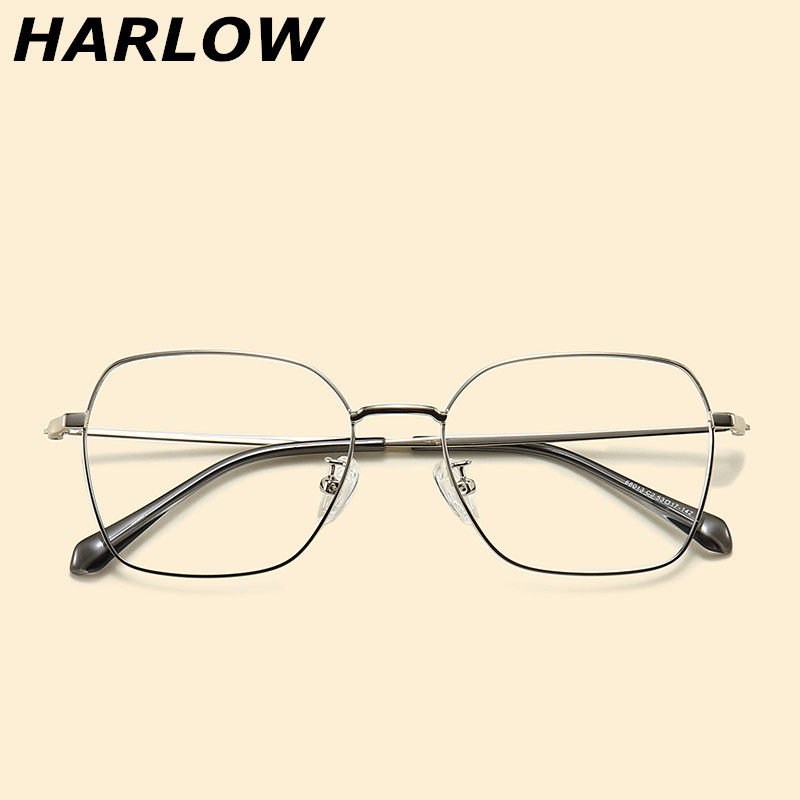 银色眼镜框男女近视可配方脸合适的眼镜显瘦百搭金属复古眼镜架潮