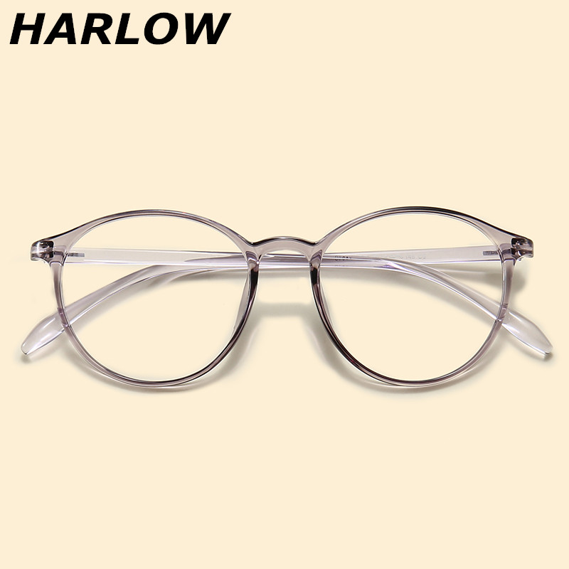 透明灰色眼镜框男女圆脸tr90近视眼镜框架ins风文艺女复古小清新