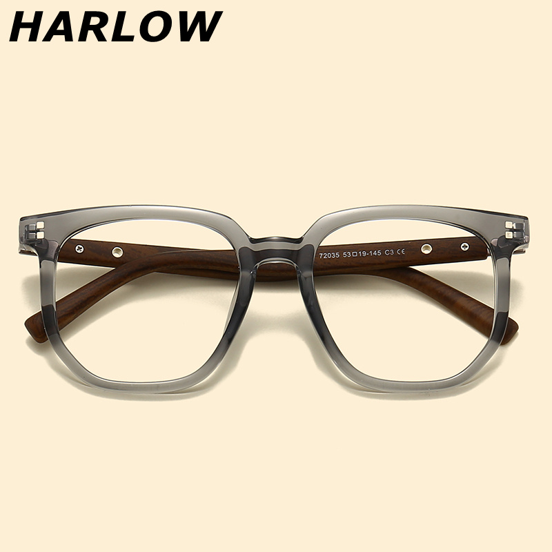 灰色大框显脸小透明近视眼镜框潮