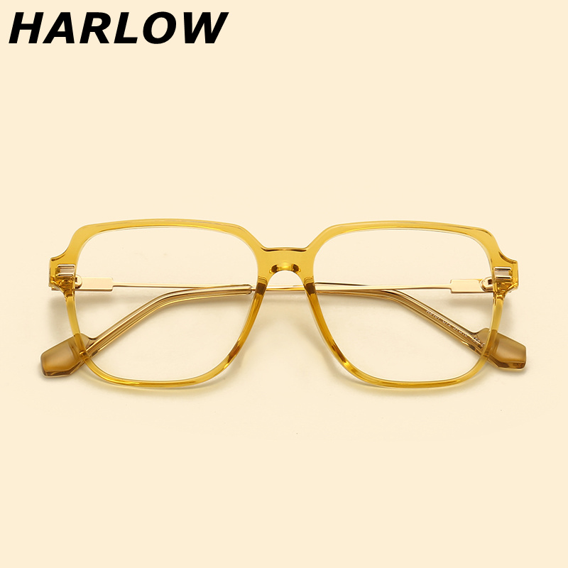 眼镜框ins风黄色女显脸小复古素颜可配镜片近视TR90浅色眼镜架潮