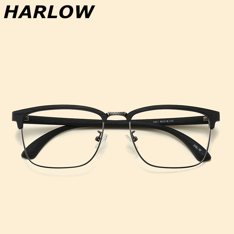 木纹眼镜框男大脸显瘦加宽近视半框眼镜男国字脸胖子复古眼镜架潮