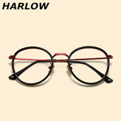 复古眼镜框圆框可配镜片男女潮韩版 套圈黑红眼镜架 近视眼镜女个性
