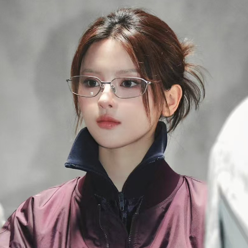 杨超越同款纯钛眼镜近视可配度数女银色素颜超轻显瘦猫眼眼睛镜框