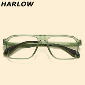 绿色眼镜框男女款 可配近视镜片TR90日系飞行员特色小众方形眼镜架