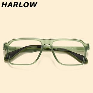 绿色眼镜框男女款 可配近视镜片TR90日系飞行员特色小众方形眼镜架