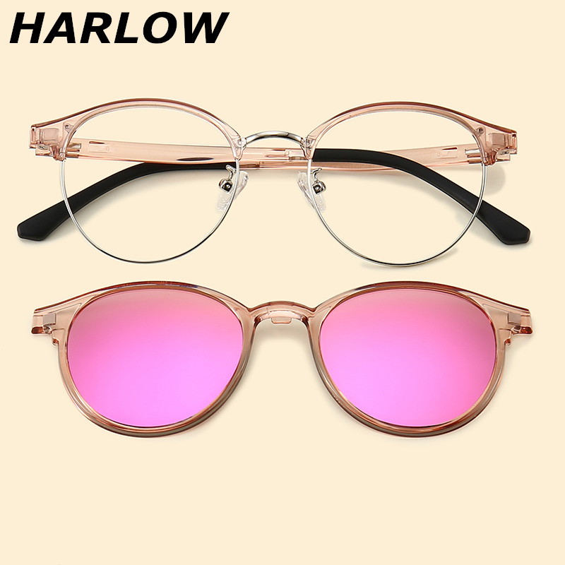 近视眼镜墨镜两用女一体式磁吸套镜连体两合一夹片式眼镜女韩版潮