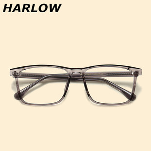 潮流复古粗框近视镜框男全框时尚 灰色方框眼镜框男韩版 tr90眼镜架