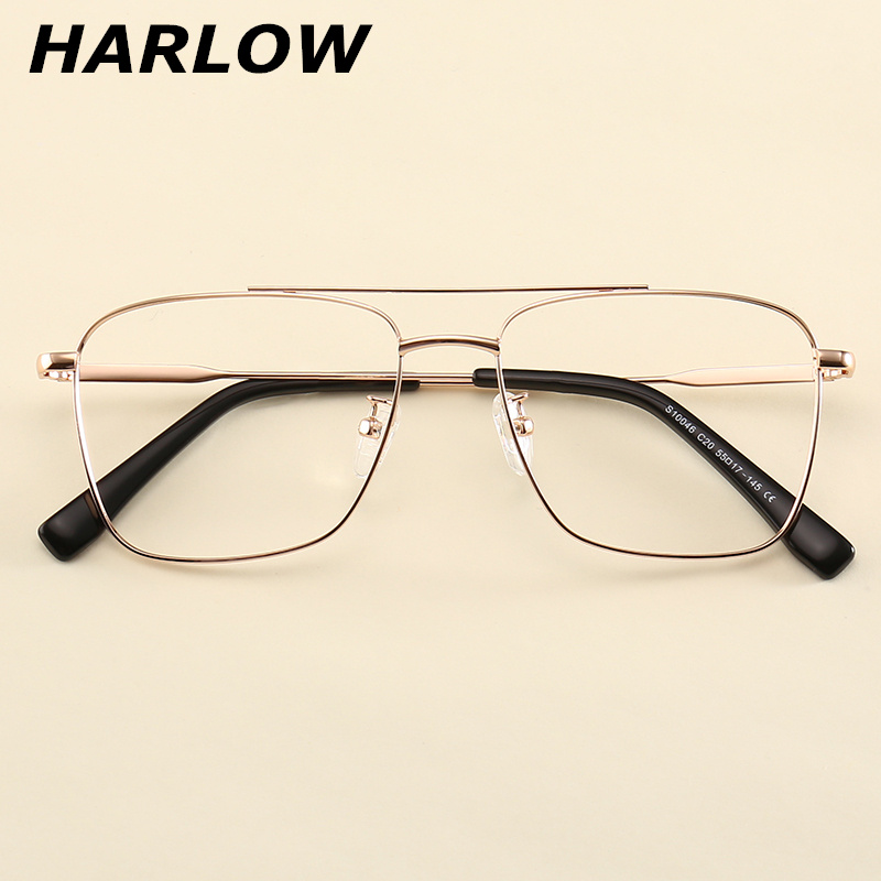双梁方框眼镜框男女复古金丝近视眼镜潮男商务金丝边全框眼镜架轻