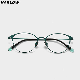 绿色猫眼眼镜近视女款 小框复古素颜超轻纯钛防蓝光眼睛架可配度数