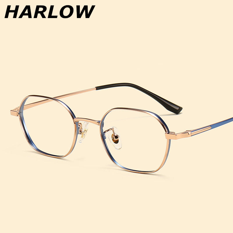 金色眼镜框男女小脸小号款复古菱形不规则近视眼镜金属个性眼镜架