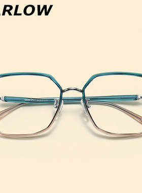 蓝色眼镜框镜架女可配近视大脸潮复古显瘦眼睛框女韩版tr90眼镜架