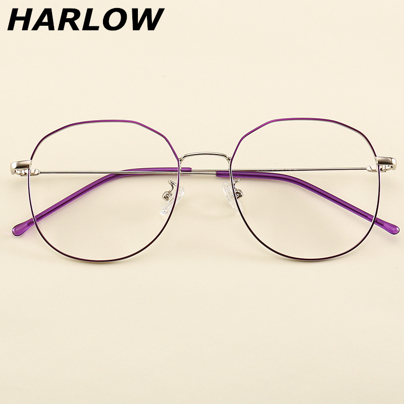 大脸眼镜架紫色近视金属ins潮显