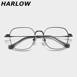 变色近视眼镜男款 方圆脸纯钛眼镜框镜架 可配度数枪灰色高级感男士