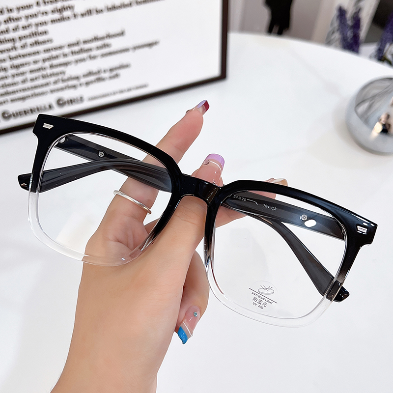 上黑下透明近视眼镜框男女款素颜
