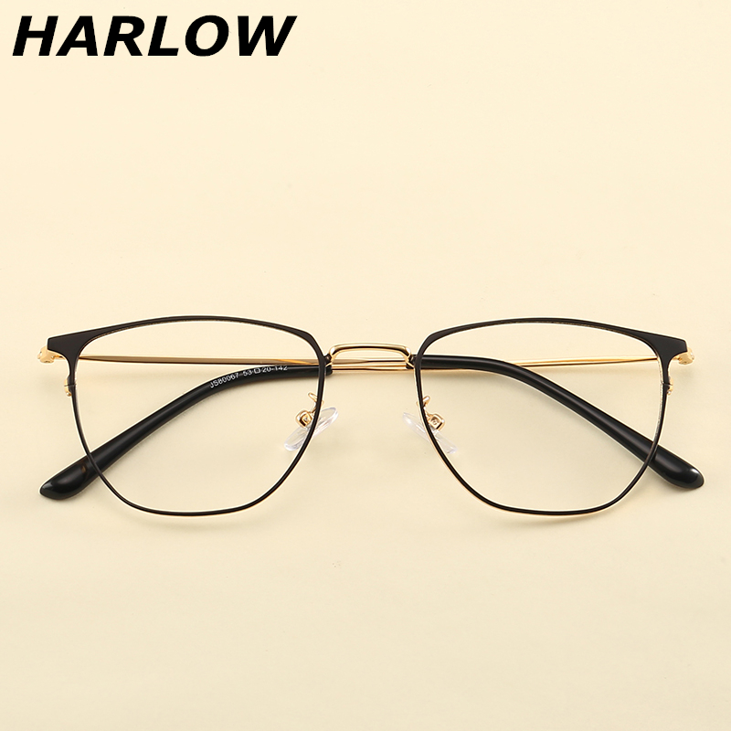 黑金菱形斯文眼镜框男女全框修饰脸型眼镜近视可配度数复古眼镜架