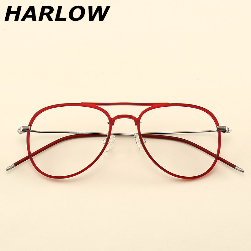 飞行员蛤蟆近视红色眼镜框男女大红色韩版潮全框双梁个性眼镜架女