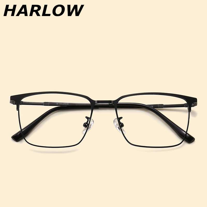 纯钛眼镜框男女近视全框个性潮方框黑色镜框复古钛合金超轻眼镜架