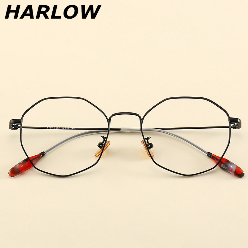 不规则眼镜框男女可配近视眼镜女潮韩版有度数学生黑色金属眼镜架