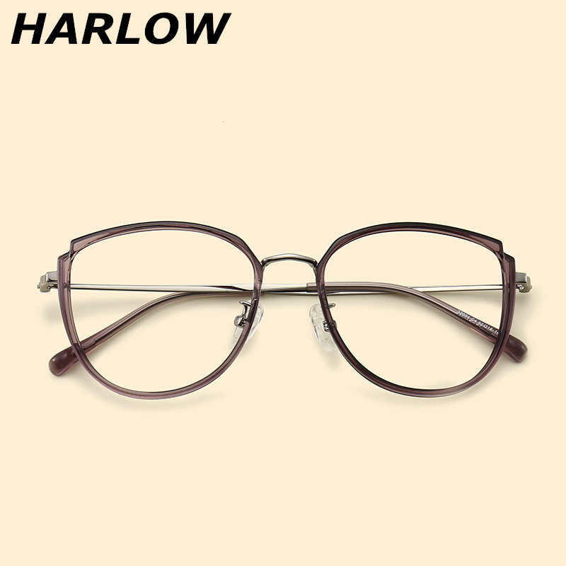 眼镜框女紫色韩版潮复古可配镜片近视女大脸镜框显瘦大框眼镜架轻