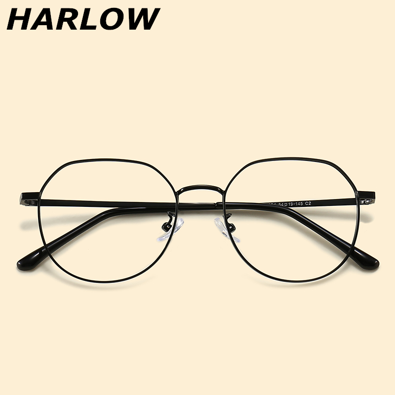 不规则黑色韩版宽边金属近视眼镜