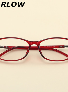 高度数近视红色眼镜框女超轻时尚可配镜片潮大脸个性素颜眼镜架女