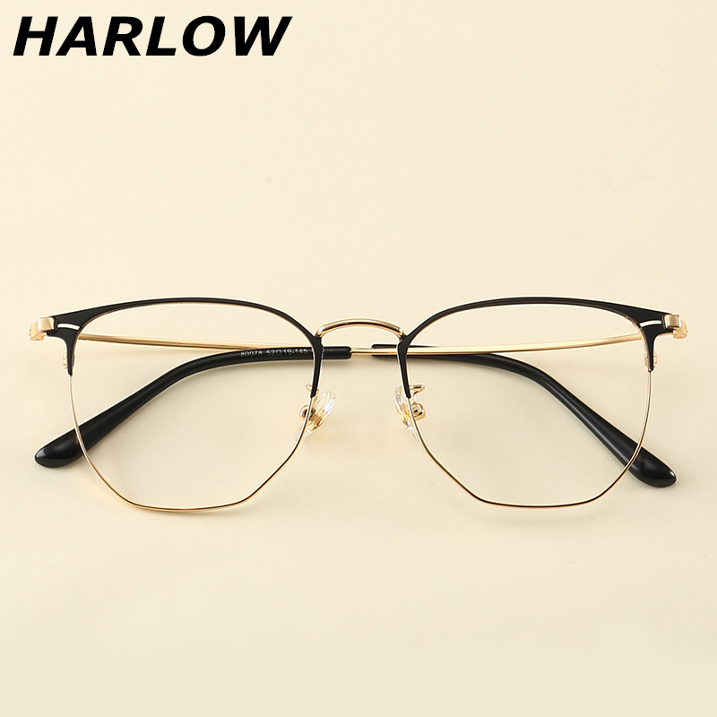 黑金眼镜框男女潮多边形不规则个性近视眼镜男瘦脸文艺金属眼镜架