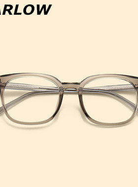 灰色眼镜框可配镜片近视男女轻款复古TR90塑料无鼻托日系眼镜架潮