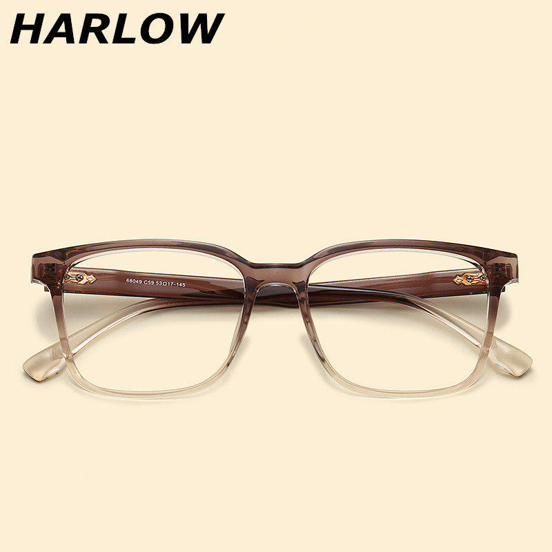 茶色眼镜框男女方框渐变圆脸可配近视眼镜日系复古tr90眼镜架潮款