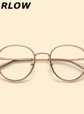 灰色眼镜框镜架男女方脸韩系复古可配镜片近视TR90圆形时尚眼镜架