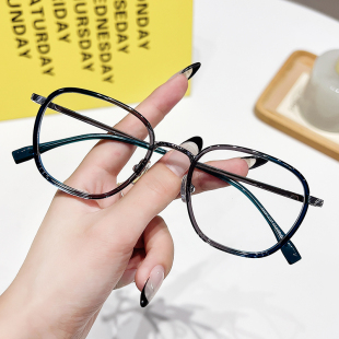 方圆脸合适 可配度数素颜潮酷显瘦渐变墨绿色眼睛框 眼镜近视女款