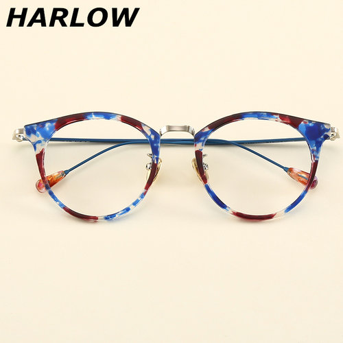 2019新款玳瑁眼镜框女网红花玳瑁色圆脸复古大脸显瘦女近视眼镜架