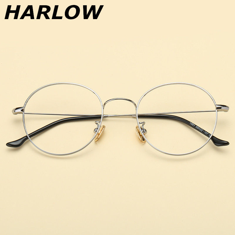 银色眼镜框男女近视韩版潮复古圆形金属细框眼镜文艺眼镜架女长脸