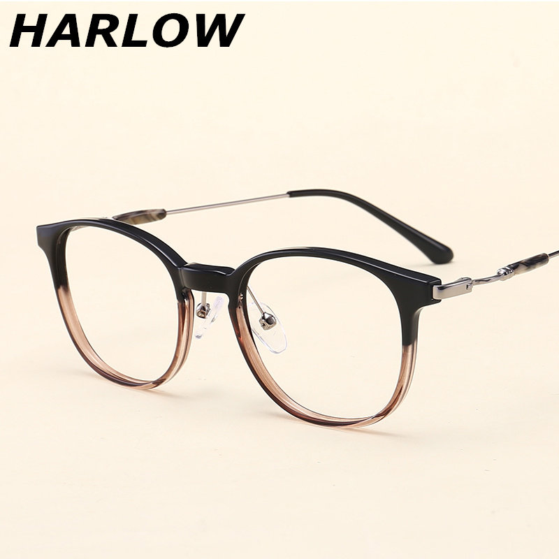 上黑下透明眼镜框女韩版潮可配近视眼睛框复古圆脸原宿风显瘦镜架