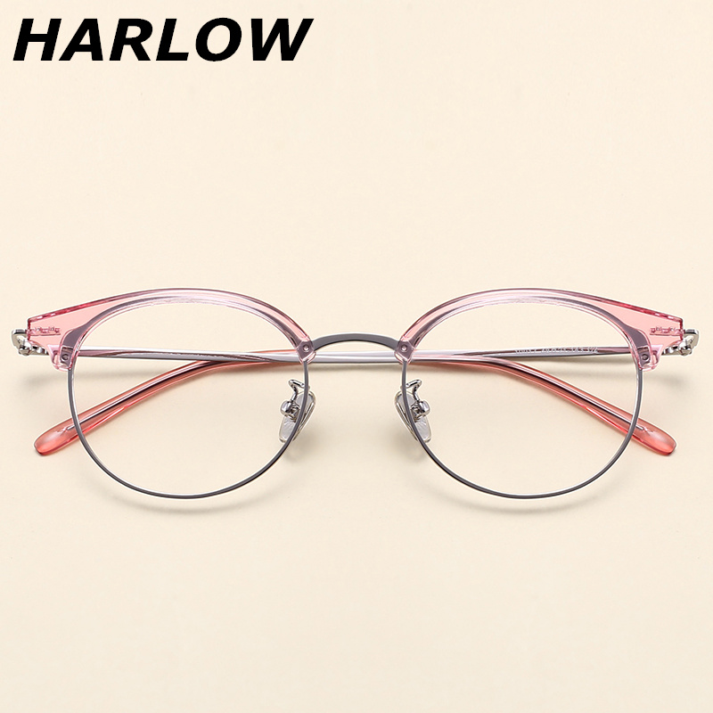 透明粉色软妹眼镜框女小脸韩版潮可配防蓝光近视眼镜半框眼镜架女