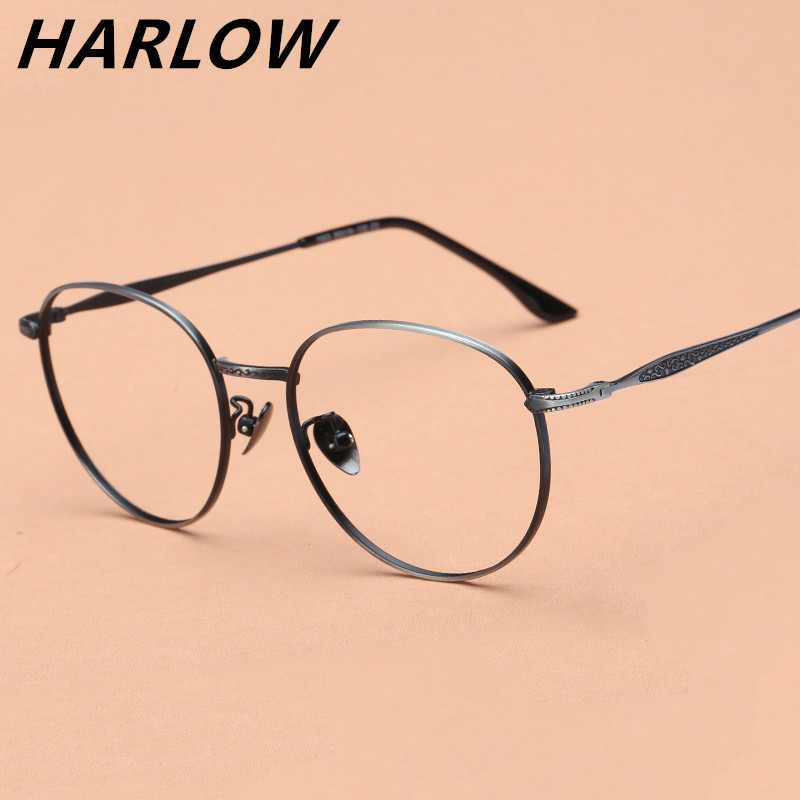 大脸眼镜架园框古典女潮简约