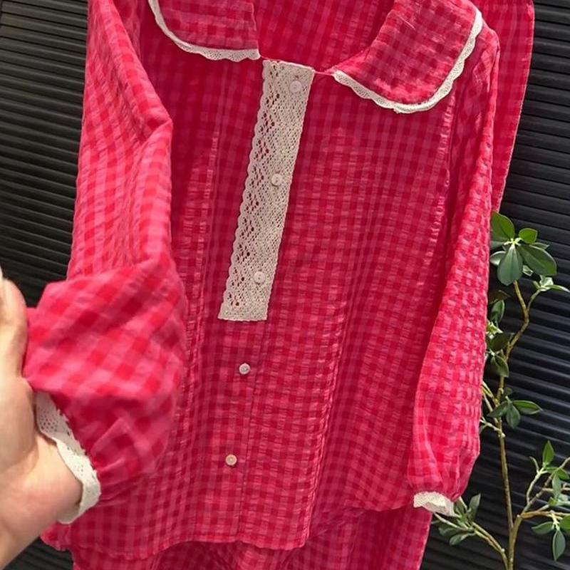 网红秋冬家居服娃娃领宽松睡衣