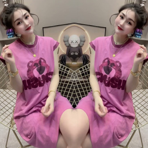 韩版草莓熊睡衣女夏季无袖睡裙