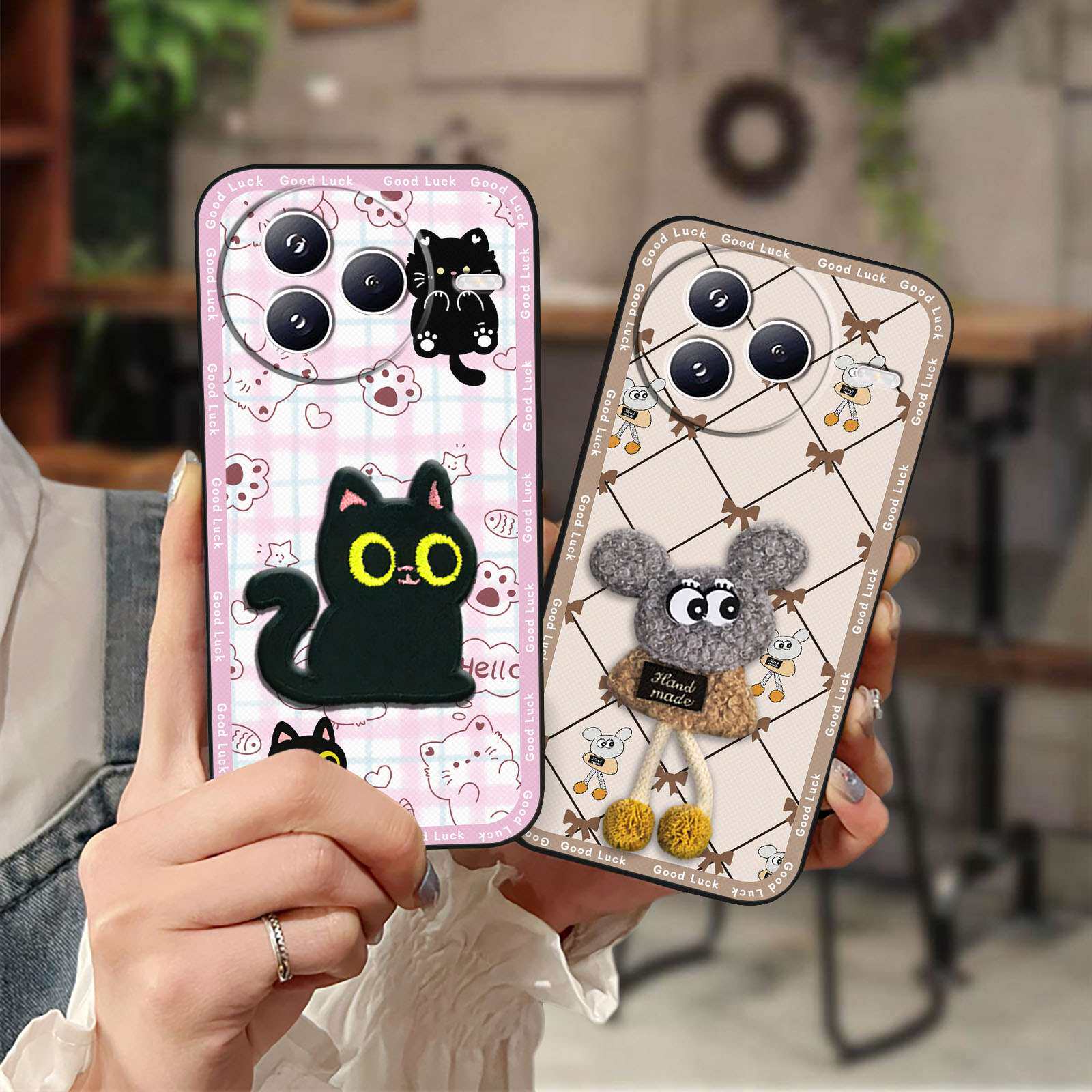 适用小米Civi5 Pro手机壳卡通布贴刺绣纯色散热搞怪全包边毛绒3D