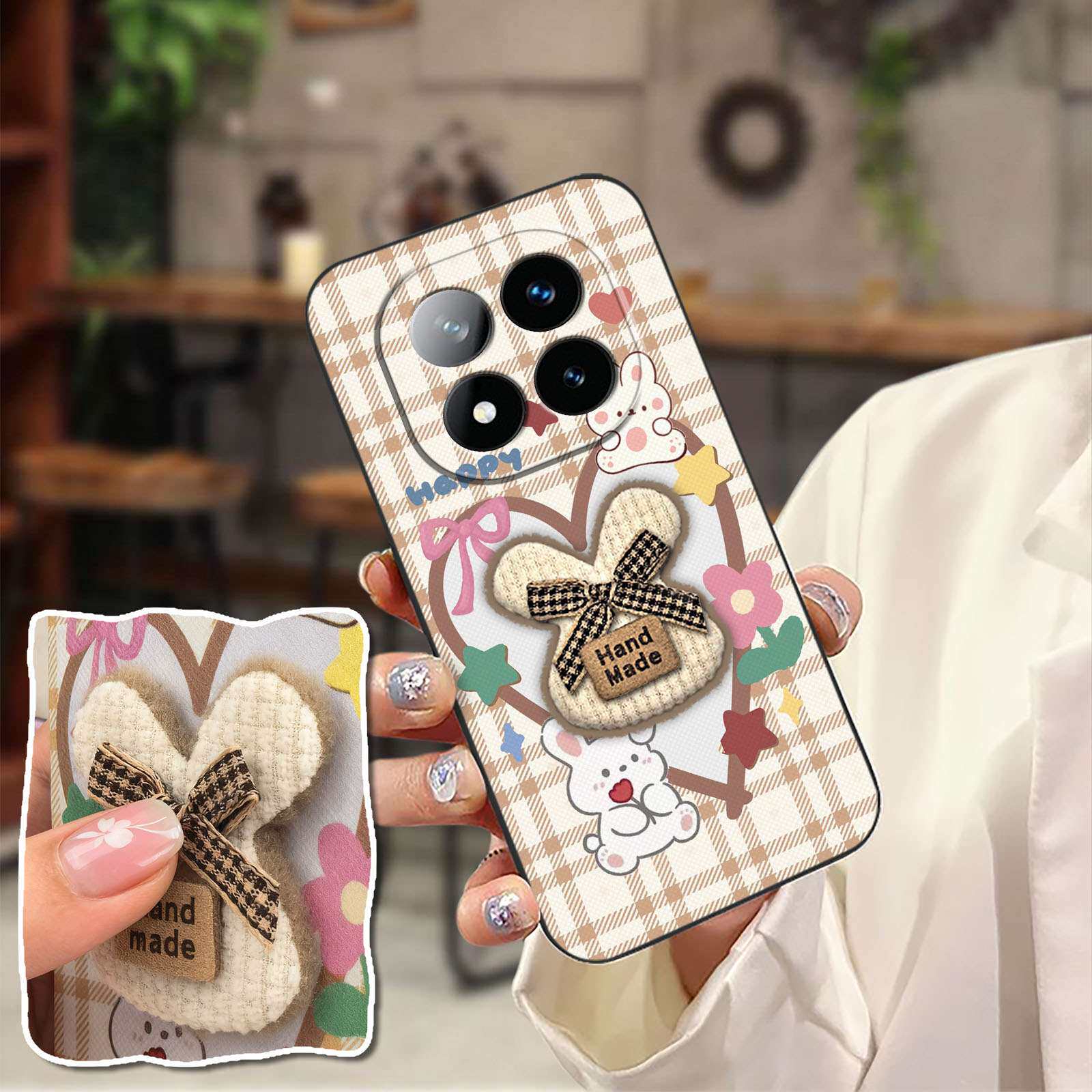 适用红米Note14 Pro+ 5G手机壳数码动漫新款简约布贴纯色趣味3D
