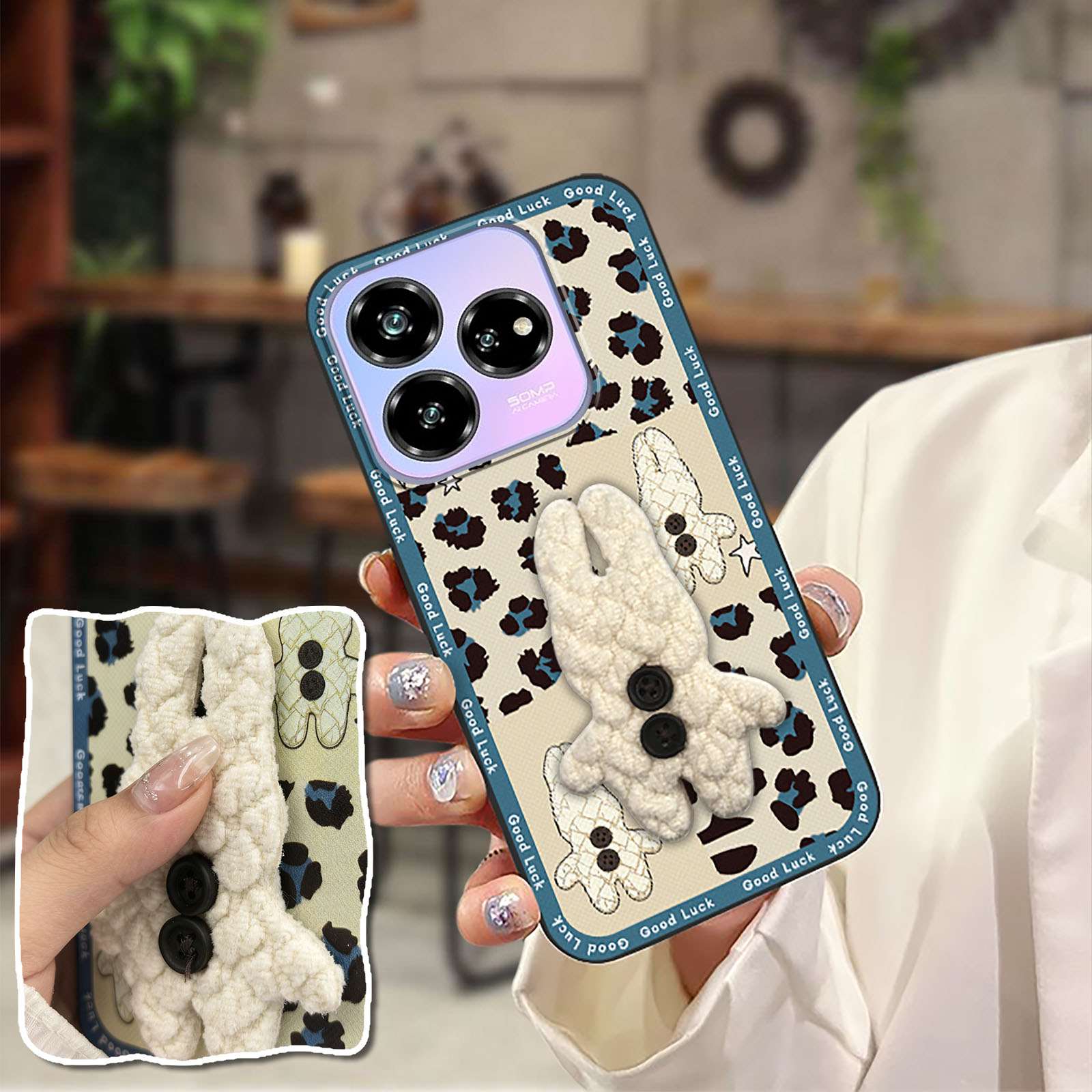 适用中兴V60 Design/Axon 60 Lite手机壳动漫情侣毛绒布贴全包边