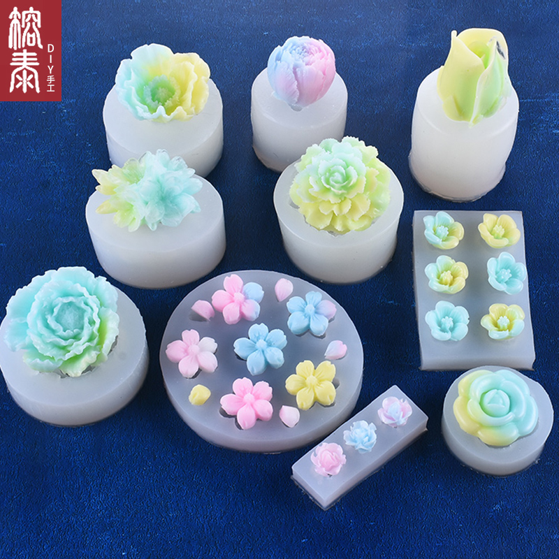 手工立体山茶花摆件滴胶模具