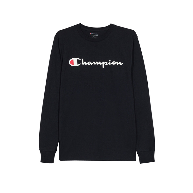 champion/冠军长袖t恤男 春秋正品 男士草写logo圆领长袖t恤男潮