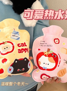 大号植绒卡通热水袋可爱暖手宝学生冬季便携暖手袋加厚注水暖水袋