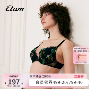 Etam Garden花园系列刺绣水袋杯有钢圈亲肤聚拢透气收副乳内衣女