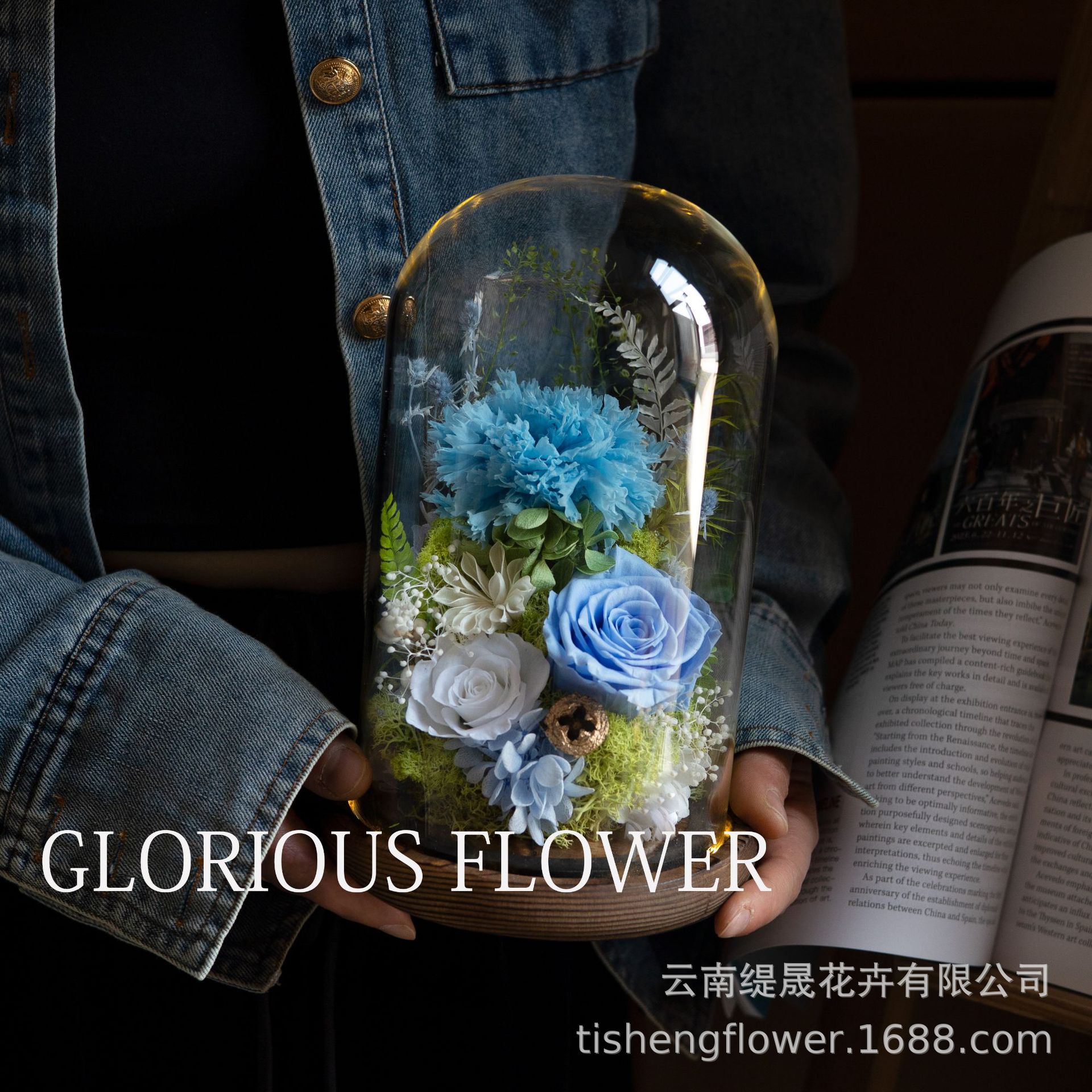 新款永生花成品康乃馨含精美礼盒实用送妈妈生日老师母亲节教师节