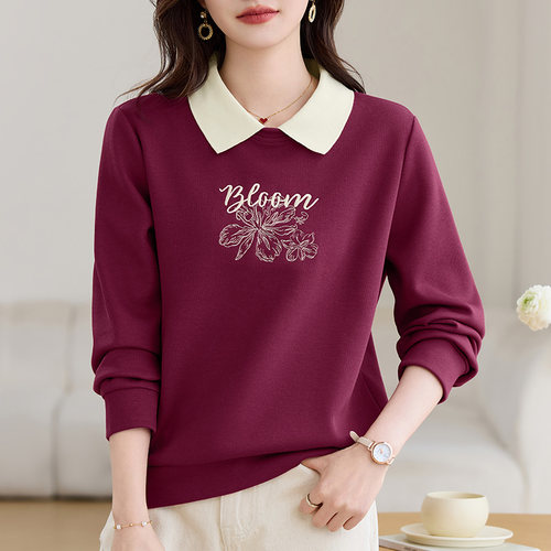 假两件翻领卫衣女春秋款