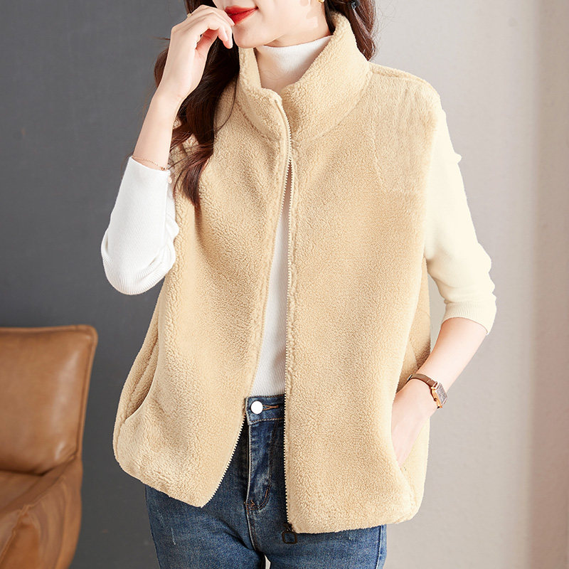 立领毛衣马甲女外搭加绒加厚2025年新款冬季洋气背心上衣马夹外套